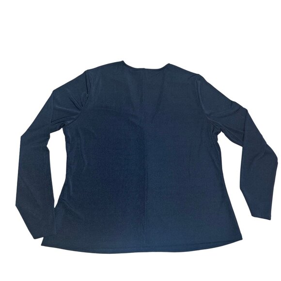 Nina Parker Plus Size Black V-Neck Long Sleeve Blouse 2X NWT - Picture 2 of 3